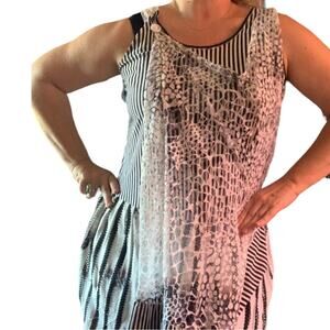 Leopard Print Striped Grunge Sleaze Kamana Layered Shirt Dress